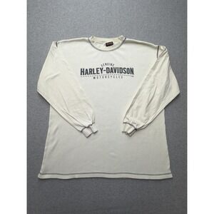 Harley-Davidson Shirt Mens XL White Thermal Long Sleeve Northern Lights Biker